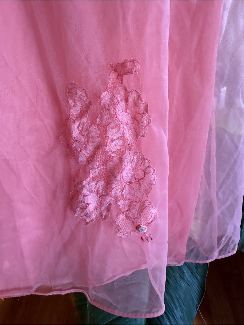 Vintage Pink Peignoir slip nightie imperfection but fabulous - Picture 5 of 14